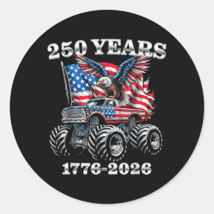 Sticker Rond USA 250 Ans 1776-2026 Eagle Monster Truck Garçons