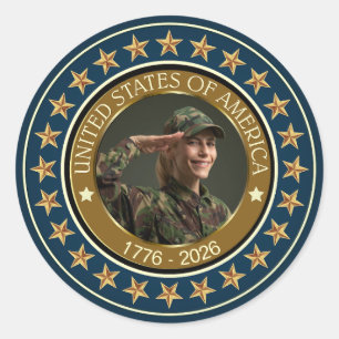 Sticker Rond USA 250e anniversaire I Patriotique 1776-2026