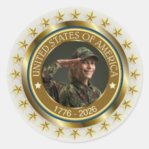 Sticker Rond USA 250e anniversaire I Patriotique 1776-2026