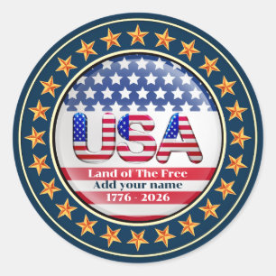 Sticker Rond USA 250e anniversaire I Patriotique 1776-2026 