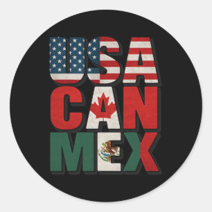 Sticker Rond Usa Can Mex Drapeau Football Amérique du Nord Foot