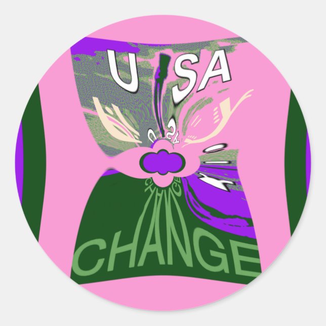 Sticker Rond USA Change Art Print (Devant)