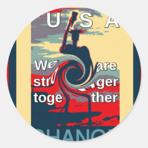 Sticker Rond USA Change : Un design uni plus fort