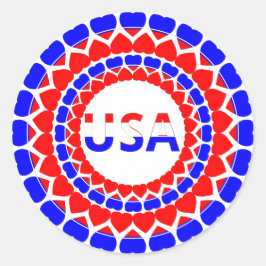 Sticker Rond USA Cute Patriotic
