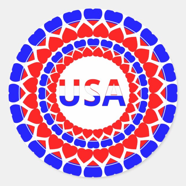 Sticker Rond USA Cute Patriotic (Devant)