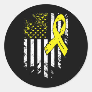 Sticker Rond USA Drapeau Enfance Sensibilisation au cancer Sout