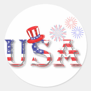Sticker Rond USA en étoiles et en bandes