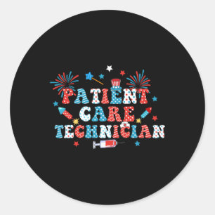 Sticker Rond Usa Fireworks Technicien en soins aux patients 4 j