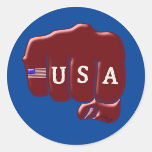 Sticker Rond USA Fist Bump avec le drapeau américain