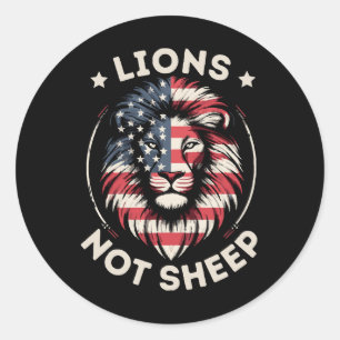 STICKER ROND USA FLAG, LIONS NON SHEEP
