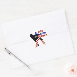 Sticker Rond USA Patriotique Martial Arts JUDO