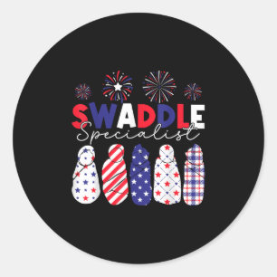 Sticker Rond Usa Patriotique Swaddle Spécialiste Nicu Nurse 4e 