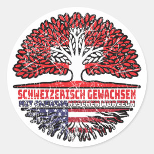 Sticker Rond USA Racines d'arbre suisse