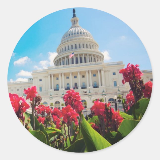 Sticker Rond USA, Washington DC, Capitol Building (Devant)