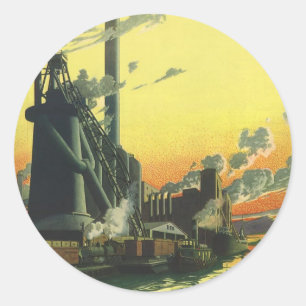 Sticker Rond Usine ancienne sur un quai