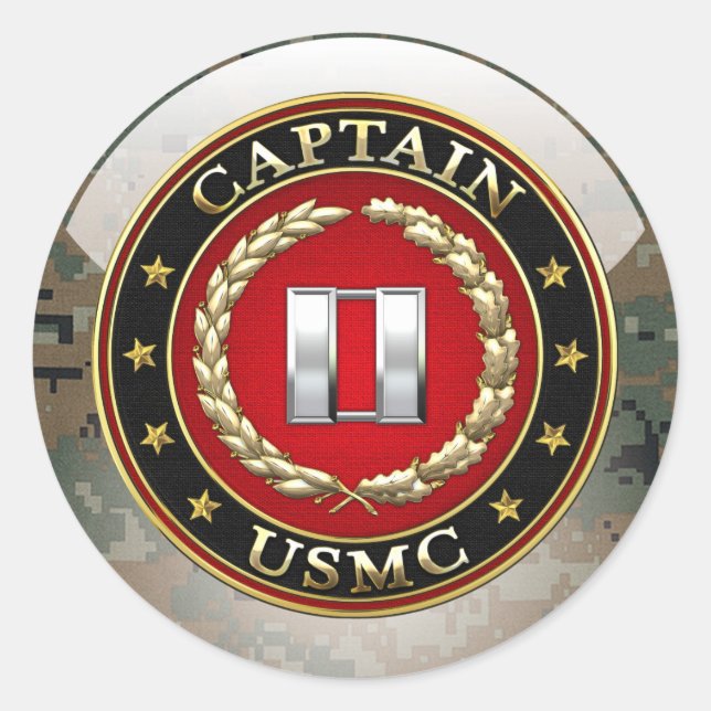 Sticker Rond USMC Capt [3D] (Devant)