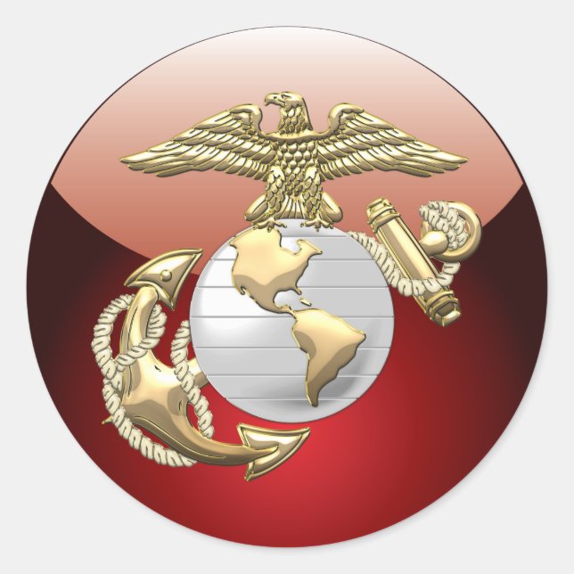 Sticker Rond USMC Eagle, Globe & Ancre (EGA) [3D] (Devant)