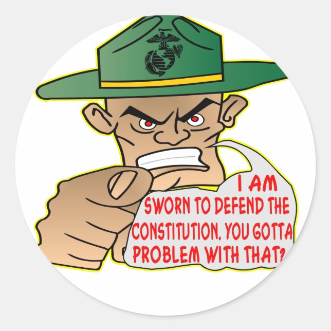 Sticker Rond Usmc je suis juré pour défendre la constitution (Devant)