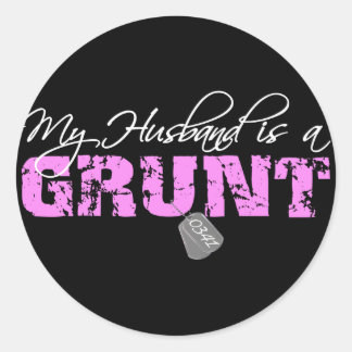 Sticker Rond USMC Mon mari est un Grunt 0341