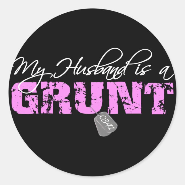 Sticker Rond USMC Mon mari est un Grunt 0341 (Devant)