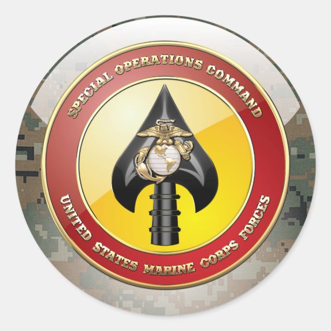 Sticker Rond USMC Opérations spéciales (MARSOC) [3D] (Devant)