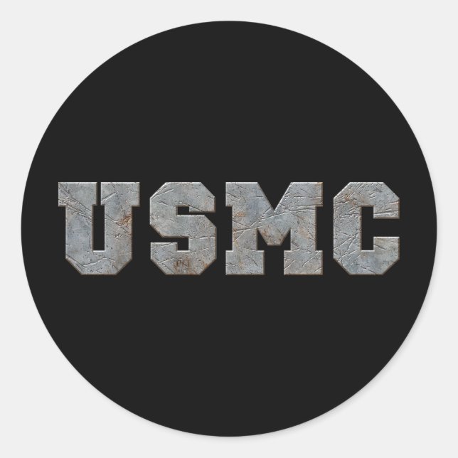 Sticker Rond USMC [texte rouillé] (Devant)