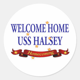 Sticker Rond USS à la maison bienvenu Halsey