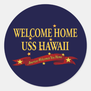 Sticker Rond USS à la maison bienvenu Hawaï