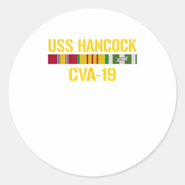 Sticker Rond USS Hancock CVA19 Vietnam Vétérinaire (Devant)