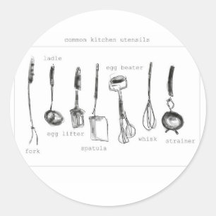 Sticker Rond Ustensiles de cuisine