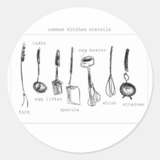 Sticker Rond Ustensiles de cuisine