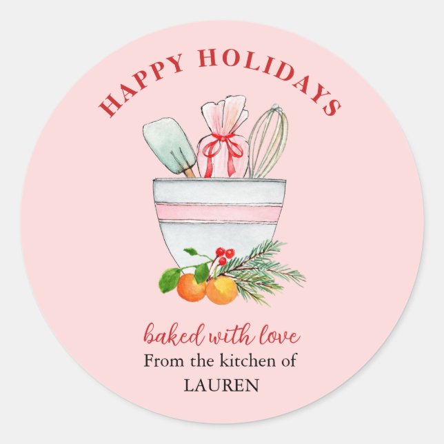 Sticker Rond Ustensiles de cuisine Bakers Noël (Devant)