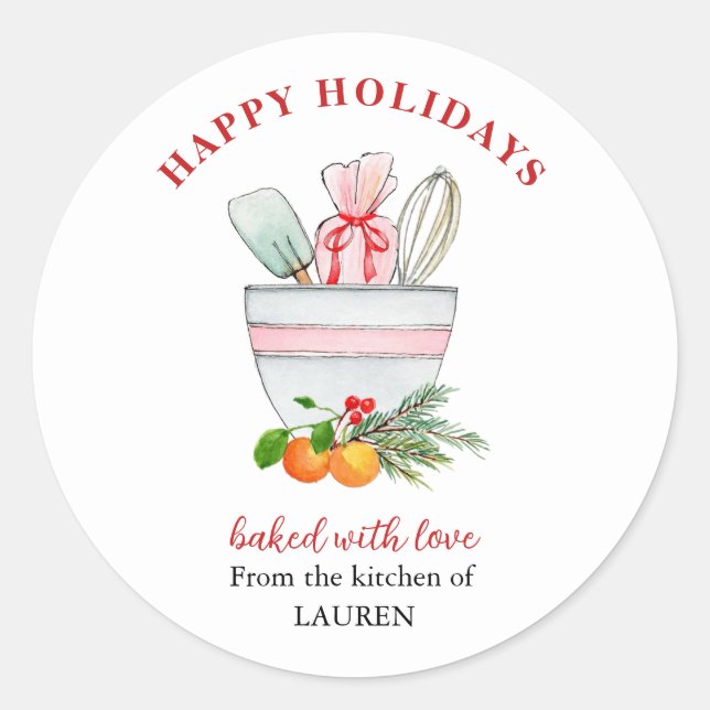 Sticker Rond Ustensiles de cuisine Bakers Noël Vacances Classiq (Devant)