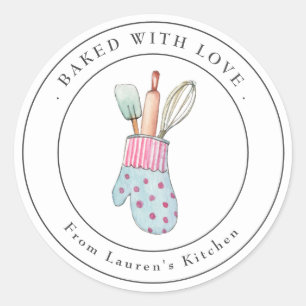 Sticker Rond Ustensiles de cuisine mignons Boulangerie