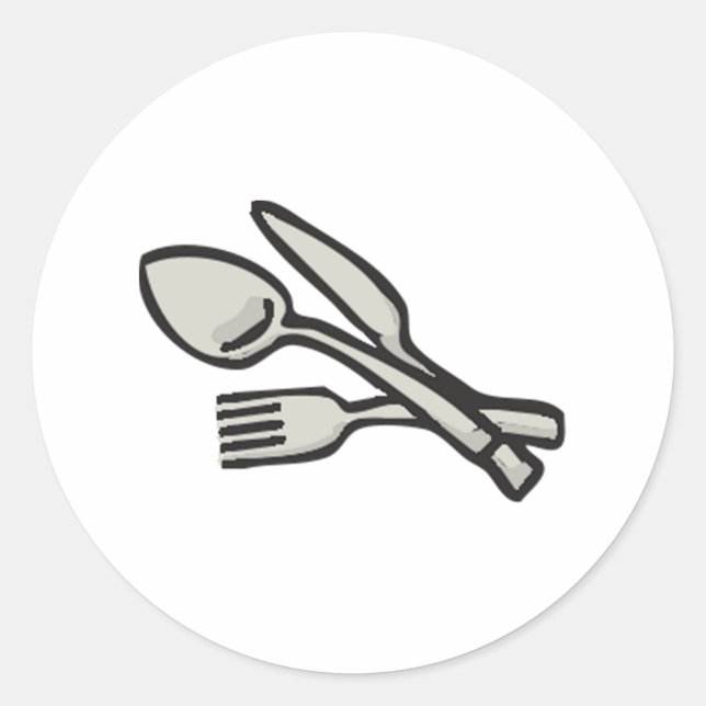 Sticker Rond Ustensiles en argent (Devant)