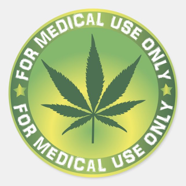 Sticker Rond Utilisation Médicale Marajuana (Devant)