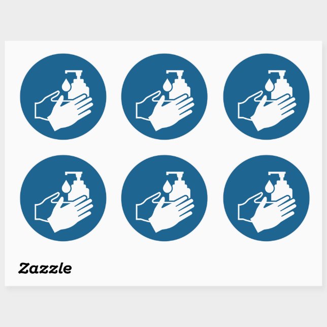 Sticker Rond Utiliser le désinfectant à main (Feuille)