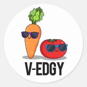Sticker Rond V-Edgy Funny Veggie Pun