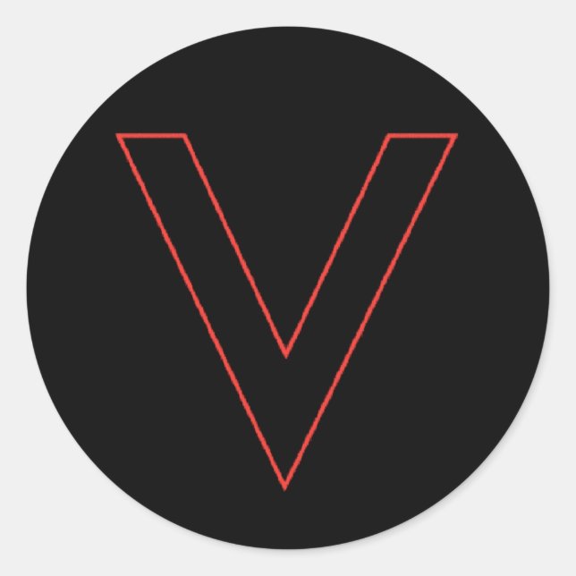 Sticker Rond V est pour Victory (Devant)