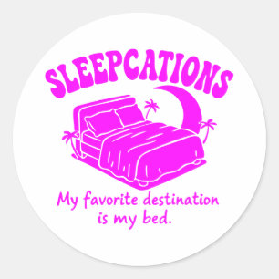 Sticker Rond Vacances au lit