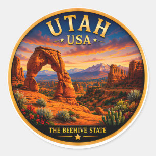 Sticker Rond Vacances au parc national des Arches de l'Utah 🟡