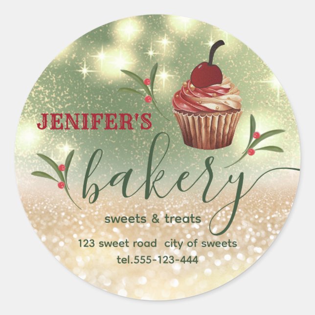 Sticker Rond Vacances baie sainte Glitterie cupcake chef boulan (Devant)