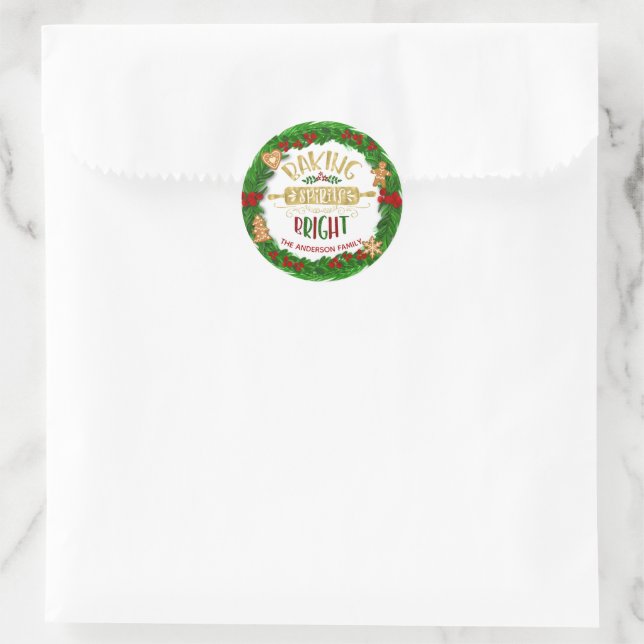 Sticker Rond Vacances - "Baking Spirits Bright" - Personnaliser (Sac)
