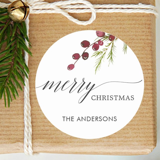 Sticker Rond Vacances Berries rouges vertes (Créateur téléchargé)