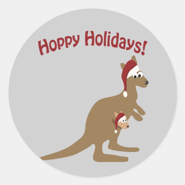 Sticker Rond Vacances chanceuses ! Noël Kangaroo (Devant)