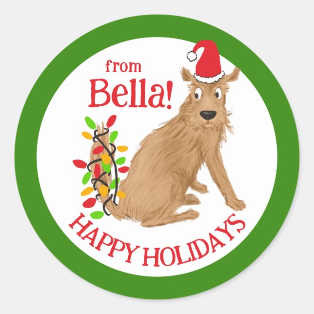 Sticker Rond Vacances Chien drôle humour mignon (Devant)