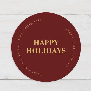 Sticker Rond Vacances Classiques Minimalistes Sceaux Enveloppe 