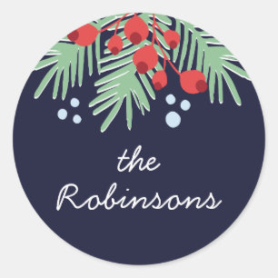 Sticker Rond Vacances colorées de Botanicals   d'hiver