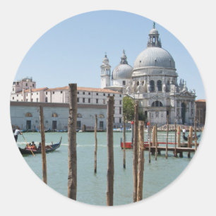 Sticker Rond Vacances dans l'autocollant rond de paysage de
