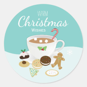 Sticker Rond Vacances de café de biscuits de Noël et de